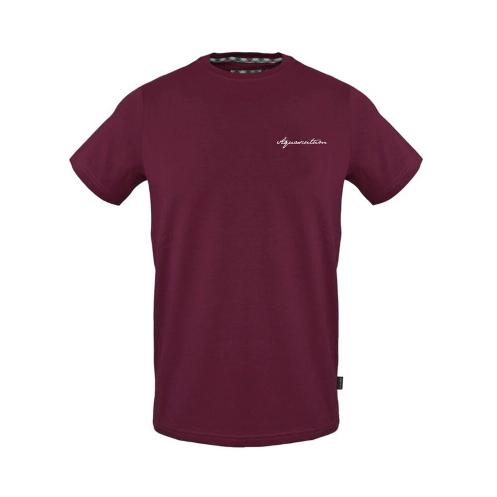 Aquascutum Mens Embroidered Logo Cotton T-Shirt / Red